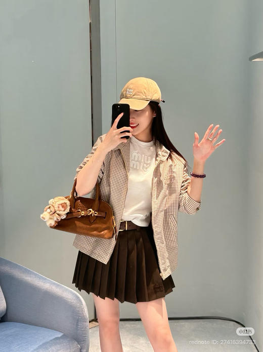 413-3 特惠 独家圆正 miu科技棉小格子立领夹克 轻盈优雅春夏外套 我穿40 商品图3