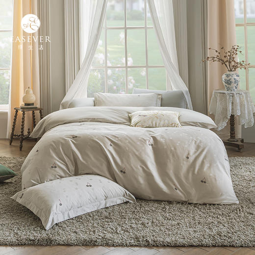 绎生活 织梦甜樱提花剪花四件套 | 丝滑触感、甜樱提花剪花设计、复古典雅 商品图2