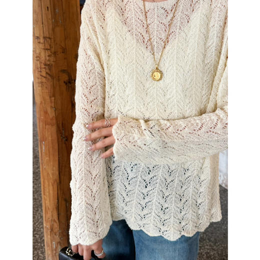 2604304    “康宝莱🧶” 钩花针织 棉镂空上衣 商品图7