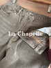 专柜实拍【摩卡美拉德】拉夏贝尔/La Chapelle复古色系高腰单扣后皮标做旧款猫须设计全棉直筒牛仔裤 商品缩略图6
