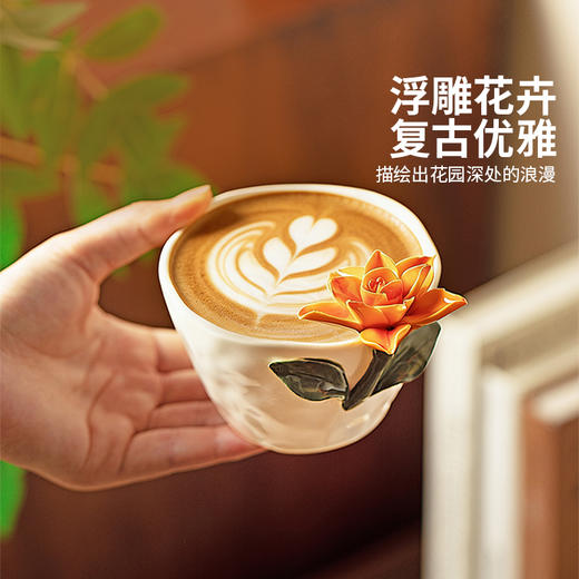 摩登主妇釉下彩咖啡杯手捏花陶瓷杯子家用喝水杯手握拉花杯拿铁杯 商品图2
