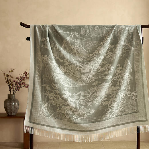 绎生活 逍遥游澳洲丝光羊毛披肩毯 | 细腻柔软、轻盈保暖、古典优雅风格 商品图1