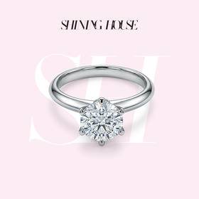 ShiningHouse[培育] 18k金钻石戒指 圆钻形1克拉钻人工真钻人造钻石K金戒指简约钻石戒指悦己送礼臻选【此商品不支持7天无理由退货退款】预计3日发货