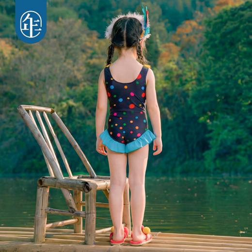年衣童装儿童连体泳衣女童夏季新款吊带波点甜美花边女孩吊带泳装 商品图4