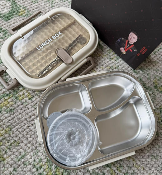 正品中国星闪304不锈钢分格饭盒 三四钢实业 商品图3