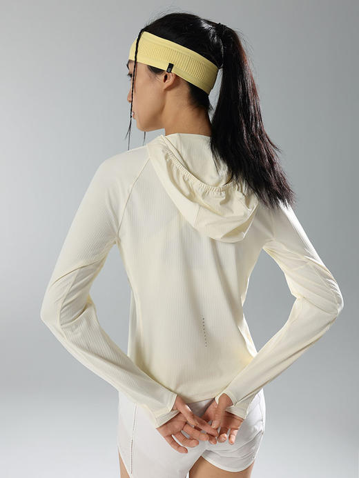 马孔多 | 女子连帽拉链防晒长袖T原纱凉感运动跑步长袖T恤 商品图1