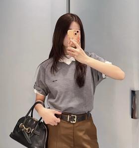 重磅！ 贸易公司  缪秀款V领短袖针织短袖  essentials羊毛针织短袖   叠穿神器