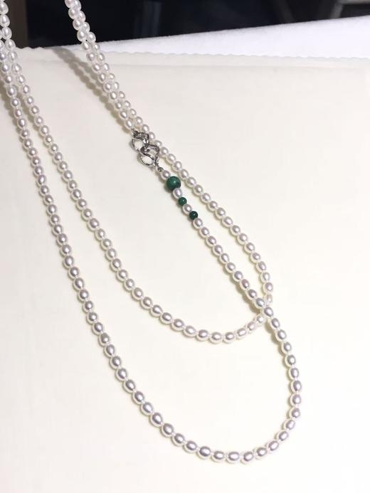 2.极光无核淡水米链  珠光超亮 [哇][哇]
3.5-4mm 约83cm 925银扣子 可多种戴法 商品图1