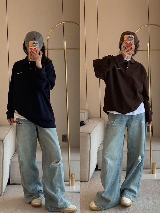 直发 纯元面料， 出入柜子的无压力，MIU可情侣的POLO衫 商品图0