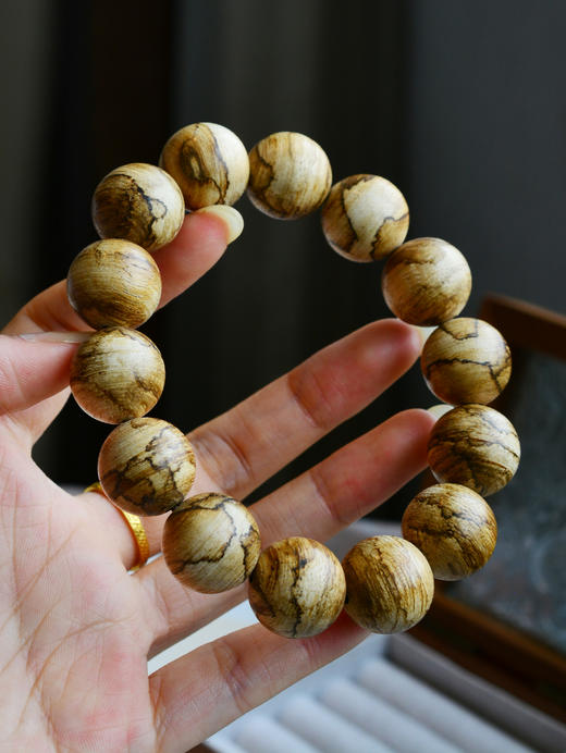 【加里曼丹野料】沉香圆珠 单圈手串 天然沉香 商品图2