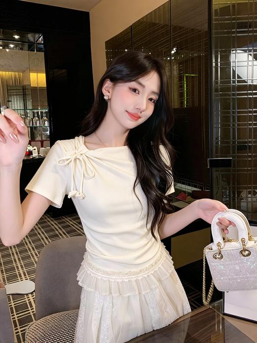 张心子【一见倾心】设计感温柔法式打结上衣女长袖夏季新款打底衫 U2603045 商品图6