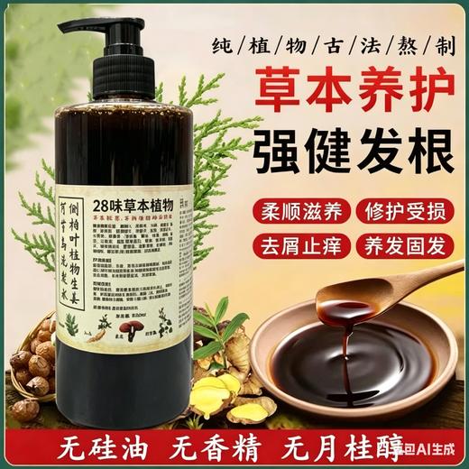 【九九】古法熬制侧柏叶皂角生姜植物洗发水无硅油控油去屑 2瓶装  500ml/瓶 商品图1