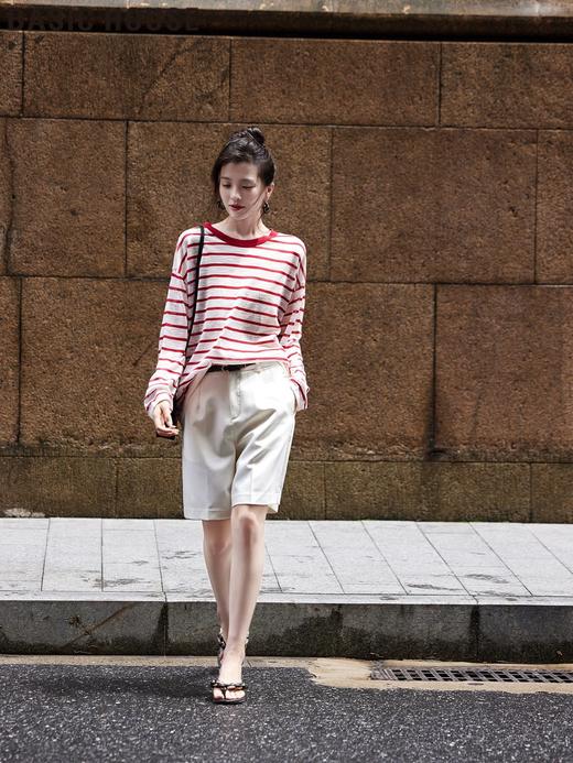 直发 莱赛尔亚麻混纺~ 复古条纹 防晒长袖针织衫 商品图2