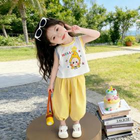 童洛萌女童无袖背心灯笼裤两件套时尚夏季新款女宝宝星星人休闲套装90-150