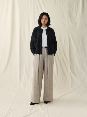 SUPERTOFU(SPTF)/BYG-AW25-P222/绵羊毛混纺内衬防扎肉进口铜扣格纹阔腿长裤