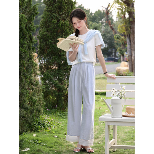 鹿向南【0417/20:00新品前1小时7折限量100件】独特浅蓝色休闲裤 商品图2