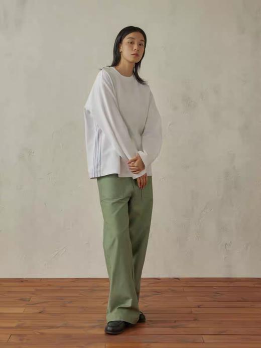 SUPERTOFU(SPTF)/ AYZ-AW25-T069/侧缝拼接衬衫布 抗皱新疆棉 复古休闲质感长袖T恤 商品图3