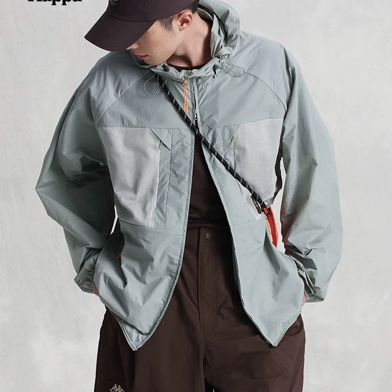 MJ｜Kappa卡帕背靠背防风衣新款男防晒休闲外套连帽开衫K0E32FJ72