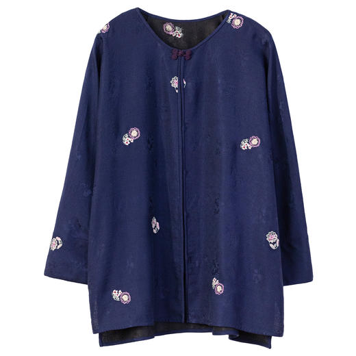 牧衣游原创 匹绣罗莨染外套新款宽松古朴禅意重磅香云纱开衫 花町 商品图4