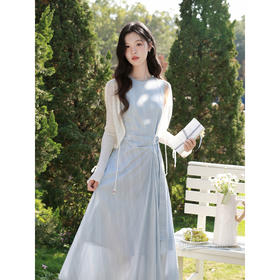 鹿向南【0417/20:00新品前1小时7折限量100件】气质款蓝色连衣裙