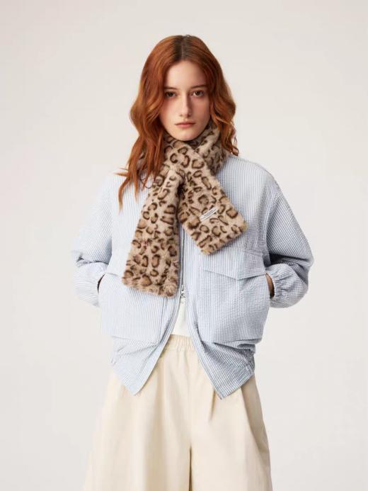 SUPERTOFU(SPTF)/CMKS-SS26-J298/泡泡纱肌理感 立领双口袋 绿色条纹 拉链衬衫外套 商品图3