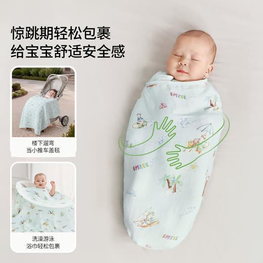 【洗浴用品】嫚熙婴儿盖毯生儿纱布包单包巾包被大方巾宝宝春夏浴巾四季通用 商品图3
