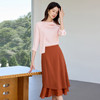IWY/桃雾星澜粉色温柔风通勤飘带七分袖衬衫半裙套装女25B749+25S777 商品缩略图3