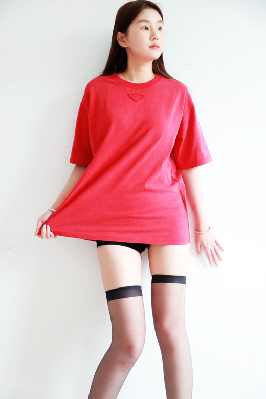 做旧小标tee，三色一起。复古氛围感圆领宽松全棉短袖t恤E041488 商品图10