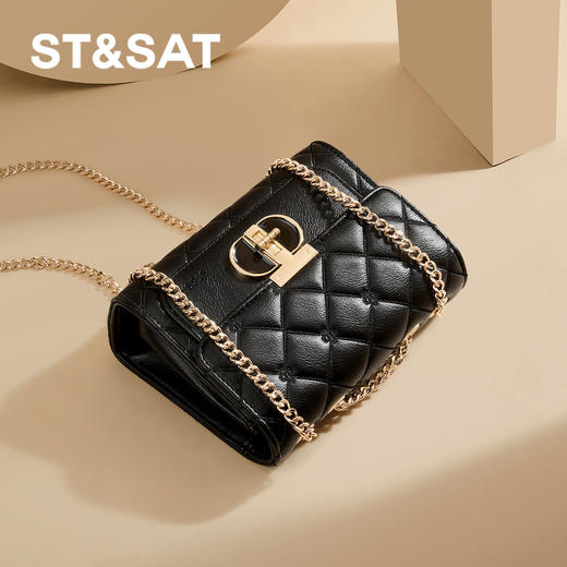 星期六菱格纹小香风斜挎链条单肩包SSD521A0GW 商品图1