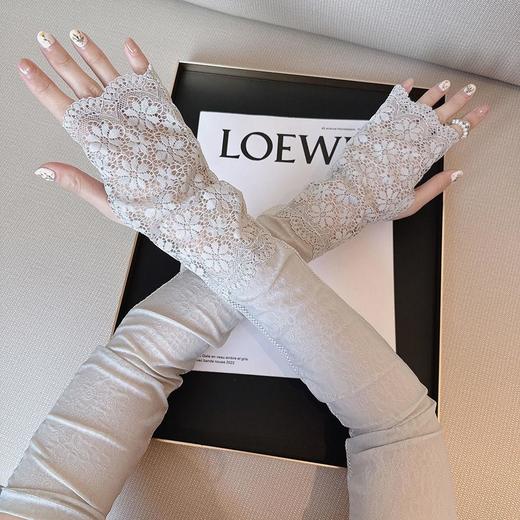 【纤云蕾丝】防晒冰丝袖套开车防晒夏冰袖简约女长款弹性户外手袖袖套 商品图0