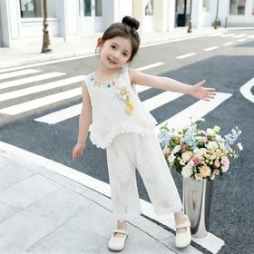 童洛萌女童镂空套装夏季新款无袖背心裤子两件套时尚洋气爆款女宝90-150