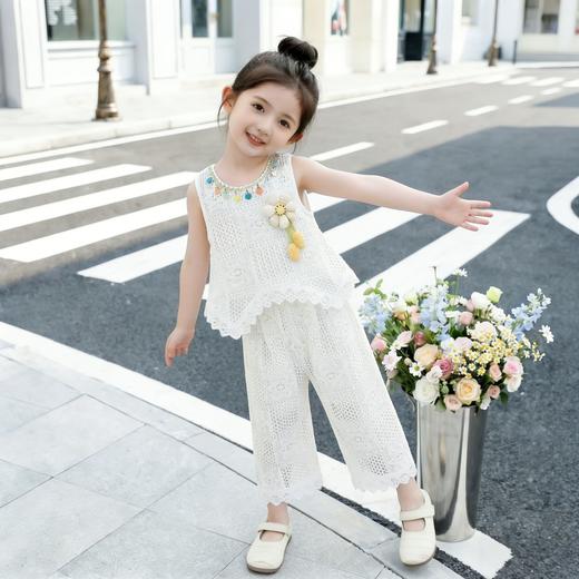 童洛萌女童镂空套装夏季新款无袖背心裤子两件套时尚洋气爆款女宝90-150 商品图0