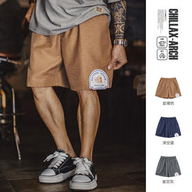 马登工装美式莱赛尔仿亚麻短裤外穿直筒老钱风休闲5分裤薄款男夏