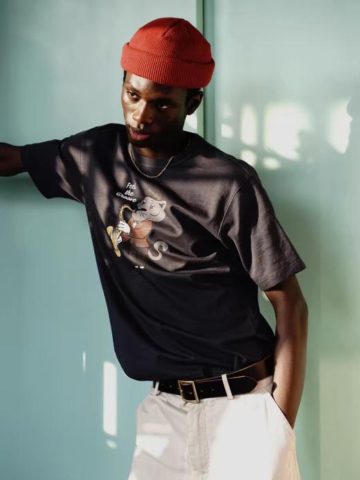 SUPERTOFU(SPTF)/ACDT-SS26-T003/爵士黑豹 竹节棉 柔软舒适 数码印花 短袖T恤 商品图1