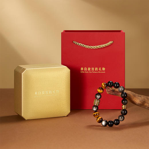 【故宫饰品】虎啸龙吟天然虎眼石银曜石手串文创毕业生日礼物男生 商品图6