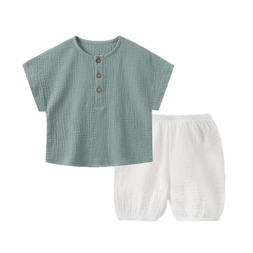 【柔软亲肤！不闷汗】儿童短袖套装纯棉纱布宝宝休闲家居两件套吸汗透气舒适小童睡衣。xb 商品图4