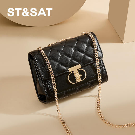 星期六菱格纹小香风斜挎链条单肩包SSD521A0GW 商品图0