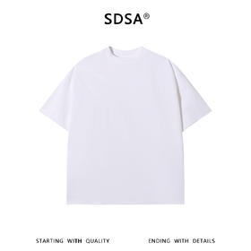 SDSA男装2026新款高贵轻奢潮牌简约卷边纯色圆领短袖T恤百搭时尚