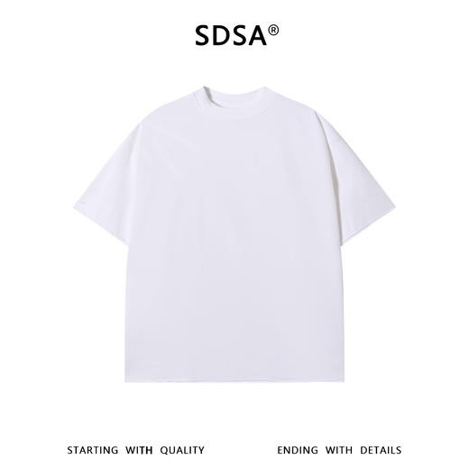 SDSA男装2026新款高贵轻奢潮牌简约卷边纯色圆领短袖T恤百搭时尚 商品图0