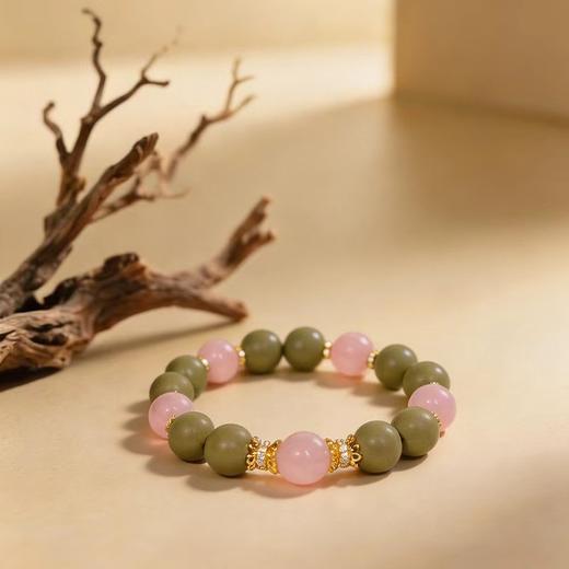 【醉春茶】天然手工自制合香香珠手串搭配粉水晶茶香味降火 直径1.2cm | 大梦香堂 商品图2