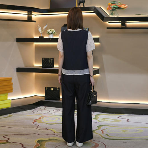 奢姿大码女装2026夏季减龄波点三件套胖妹妹半松紧时尚圆领套装9962954722 商品图3