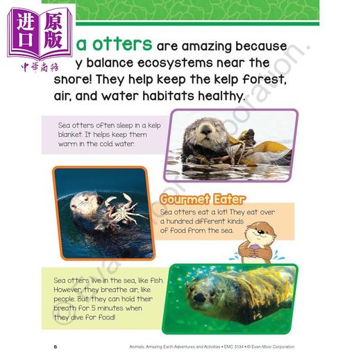 【中商原版】Evan Moor Animals Amazing Earth Adventures and Activities 奇妙的地球冒险动物10-11岁 美国教辅原版evanmoor 商品图1