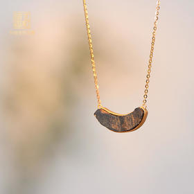 新月​丨天然芽庄白奇楠包金吊坠 沉水级 SP10537