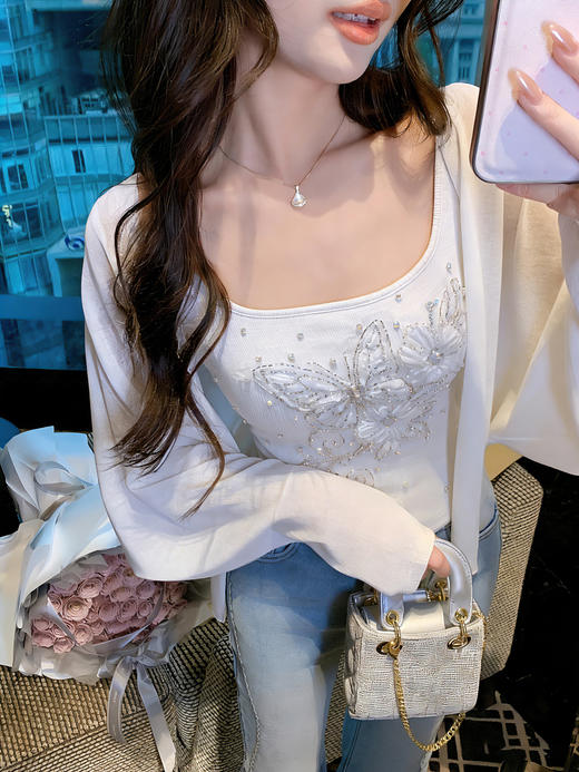 张心子【轻薄随行】纯欲风长袖轻薄开衫防晒披肩仙气 U2603040 商品图1