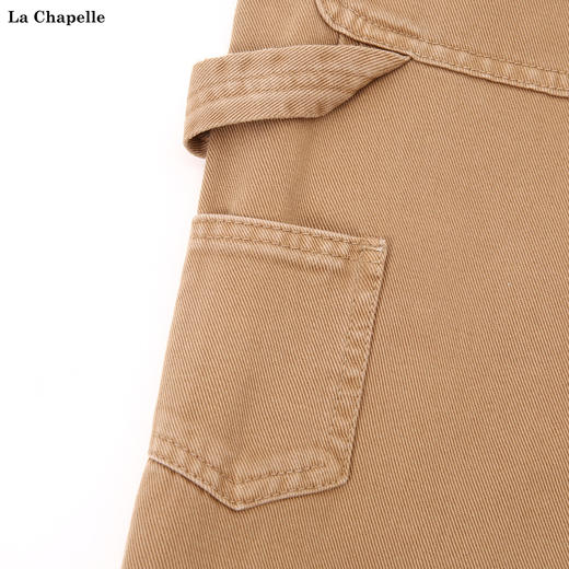 天猫同步【美式做旧伐木裤】拉夏贝尔/La Chapelle宽松复古高腰单扣裤袢工装风直筒牛仔裤 商品图2