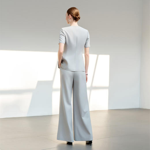 IWY/羽灰色夏季短袖西装套装女高级感职业装通勤阔腿裤正式场合工作服6CP07 商品图4