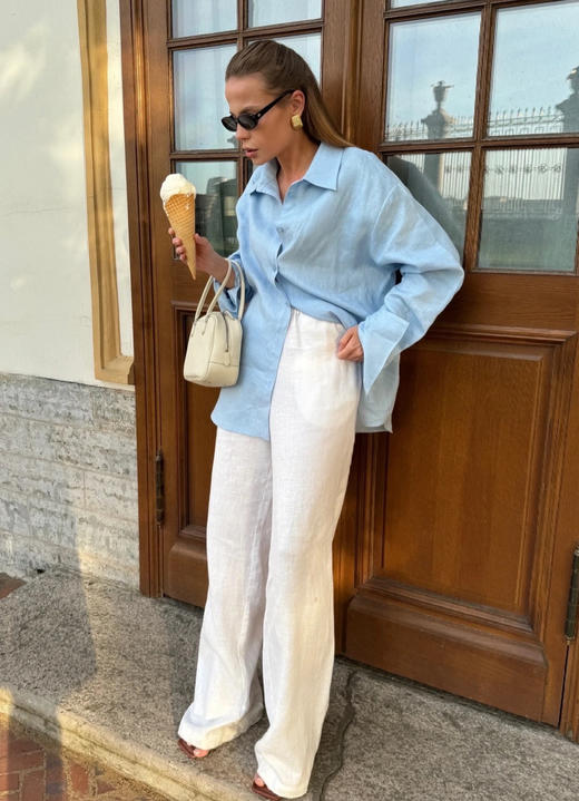 叶未语·秋波蓝棉衬衫 | 奶里奶气的蓝色，干净清爽好搭配，夏日绝美衬衫 商品图3