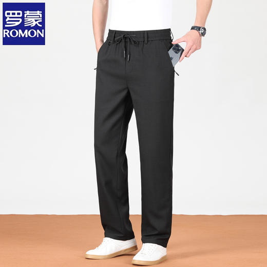 【冰感亚麻蚕丝 透气吸汗舒适】罗蒙夏季桑蚕丝亚麻冰丝天丝休闲裤 商品图4