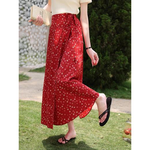 鹿向南【0417/20:00新品前1小时7折限量100件】碎花红色半身裙女 商品图2