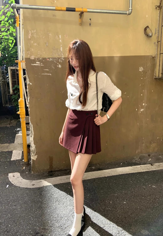 天猫同步【减龄百褶裙】拉夏贝尔/La Chapelle气质高腰A字短裙~设计感显瘦遮胯百褶裙 商品图8